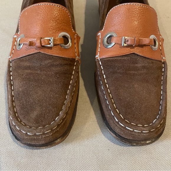 Prada vintage brown suede loafers size 39 buckle leather fits 9 or 9 1/2 - Picture 4 of 13